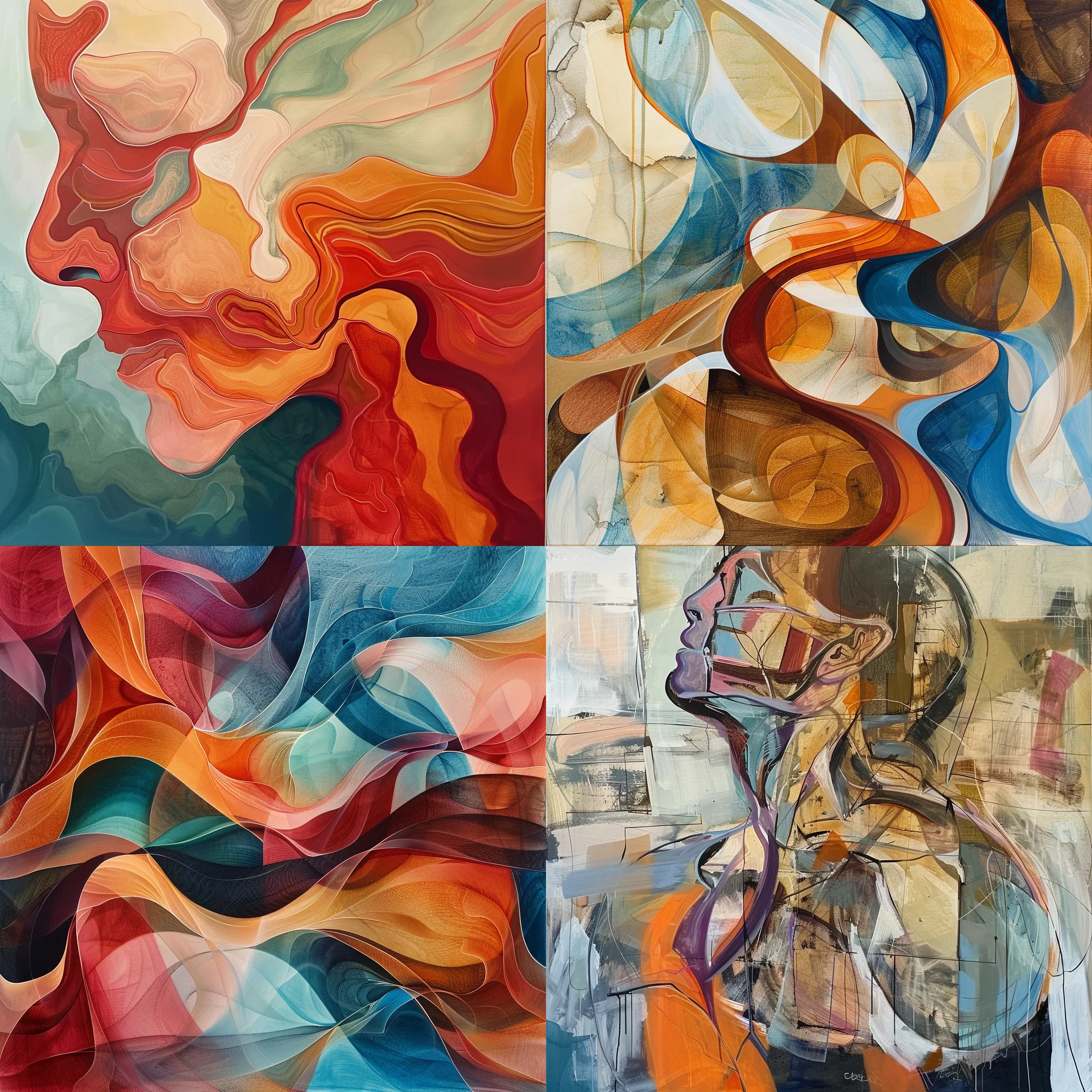 Abstract Human Anatomy - Fluid Line Art - Elegant Abstract Anatomy Illustrations for Creative and Educational Use 4