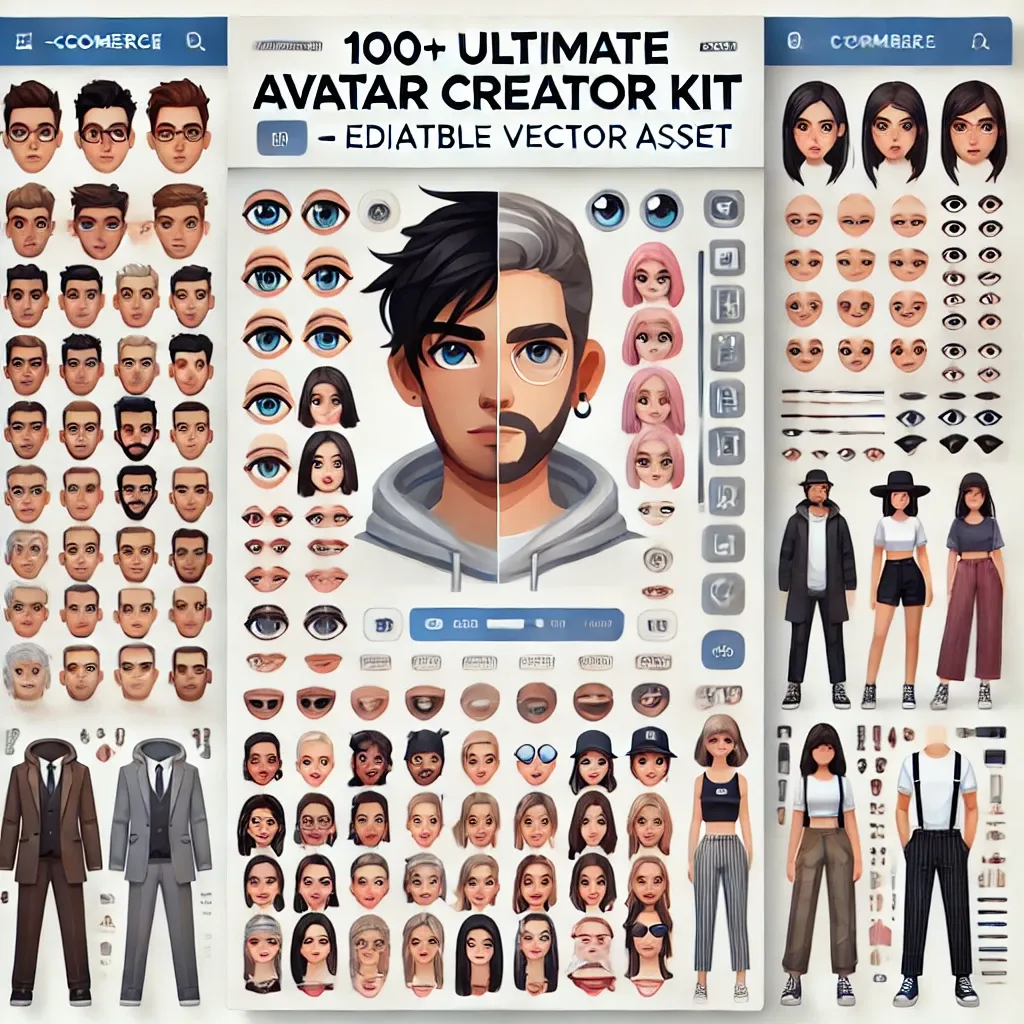 100+ Ultimate Avatar Creator Kit - Editable Vector Avatars for Designers and Content Creators 3