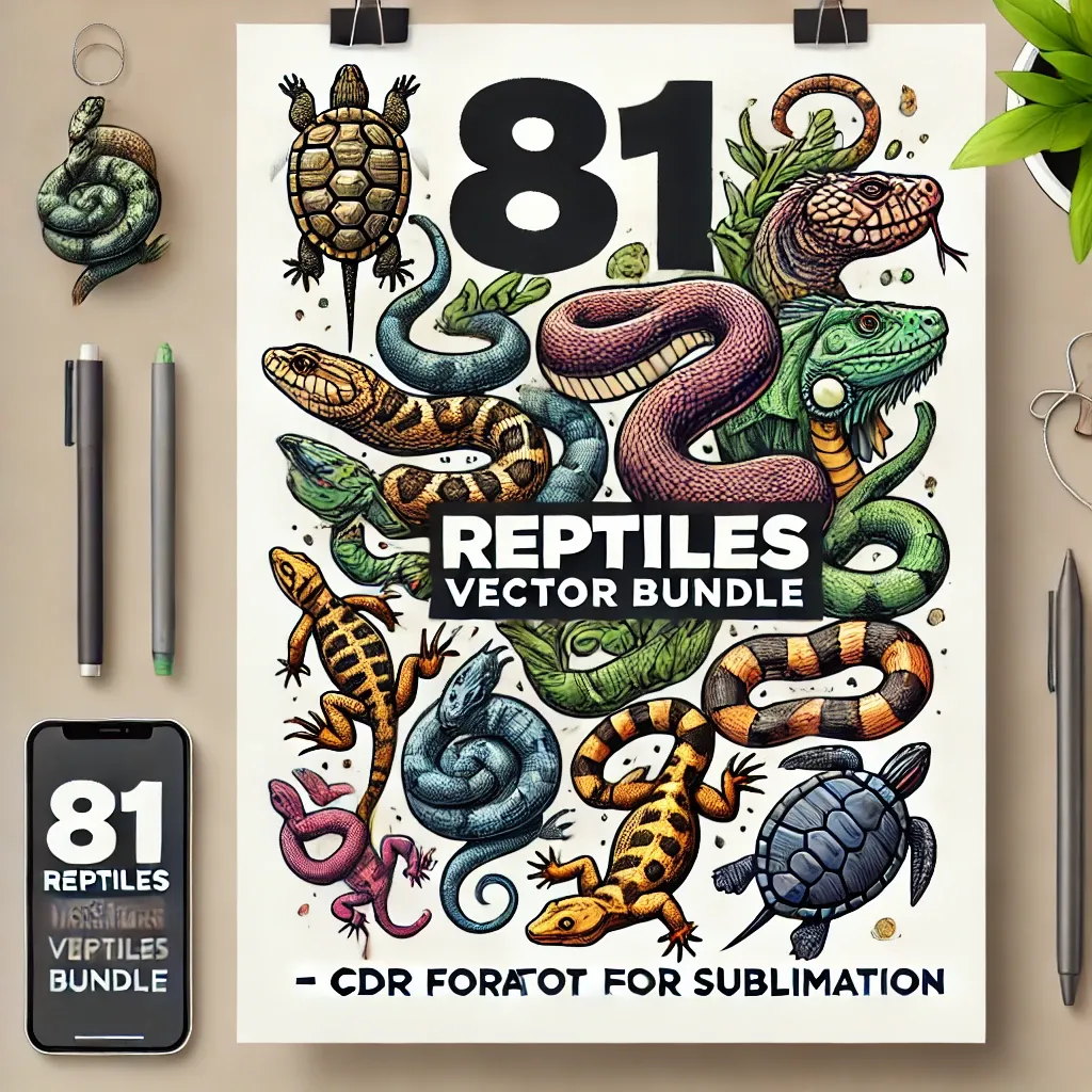 81 Reptiles Vector Bundle - Detailed Sublimation-Ready Animal Illustrations for Designers and Crafters