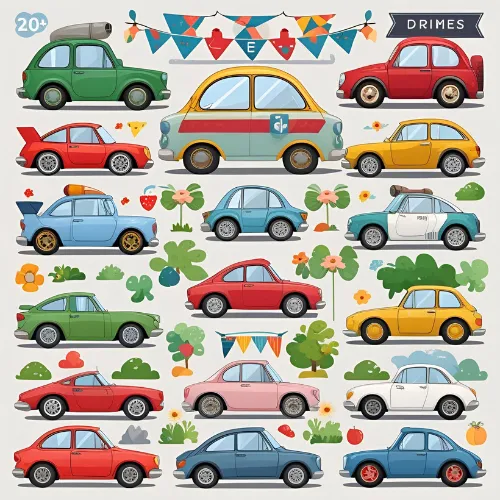 20+ Cars Themed Clipart Editable Pack - Versatile Travel & Transportation Graphics for Designers and Creators 4