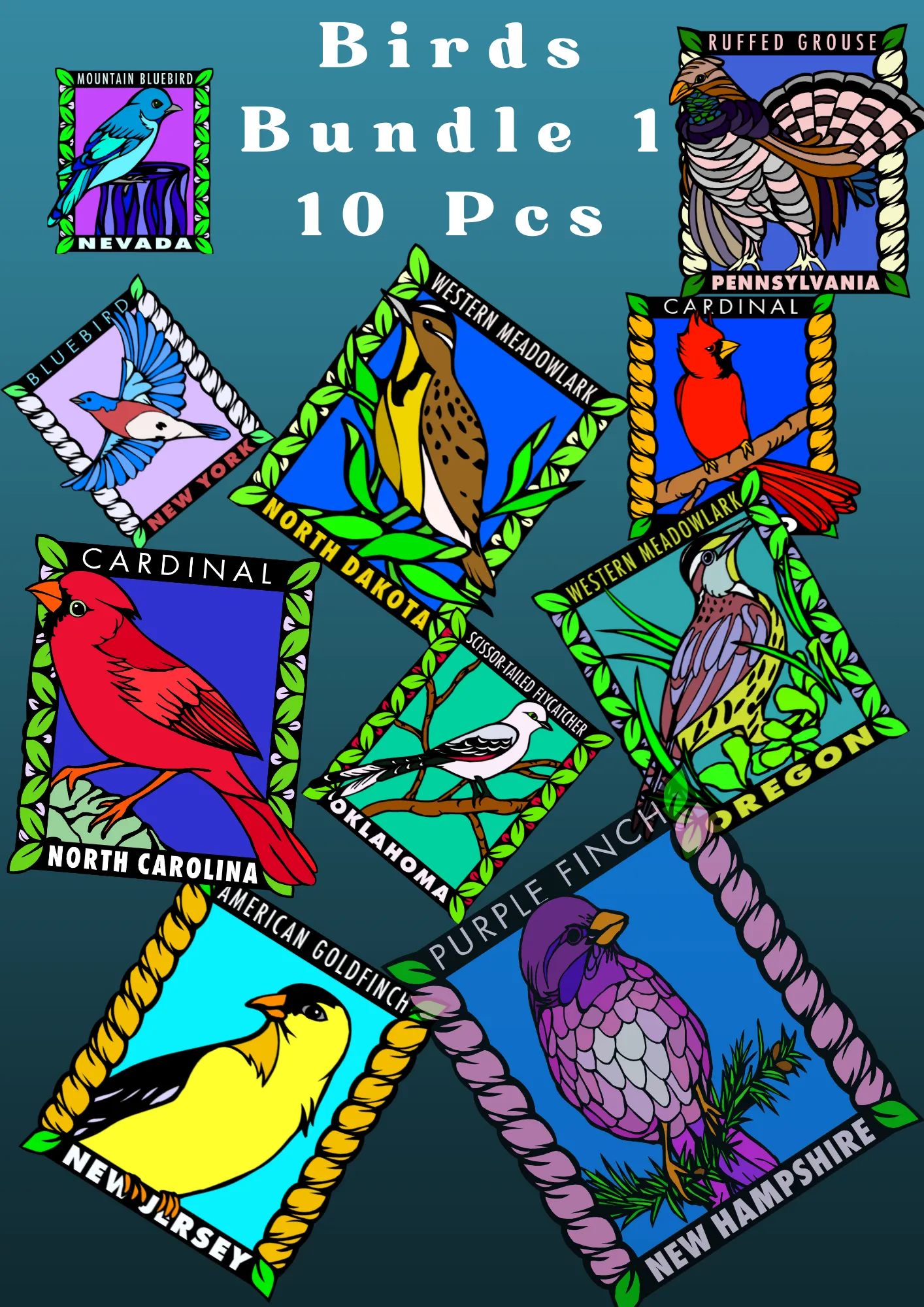 10 Whimsical Birds Avian Clipart Bundle Vol1 - Playful Vector Illustrations for Creative Wildlife and Nature Projects