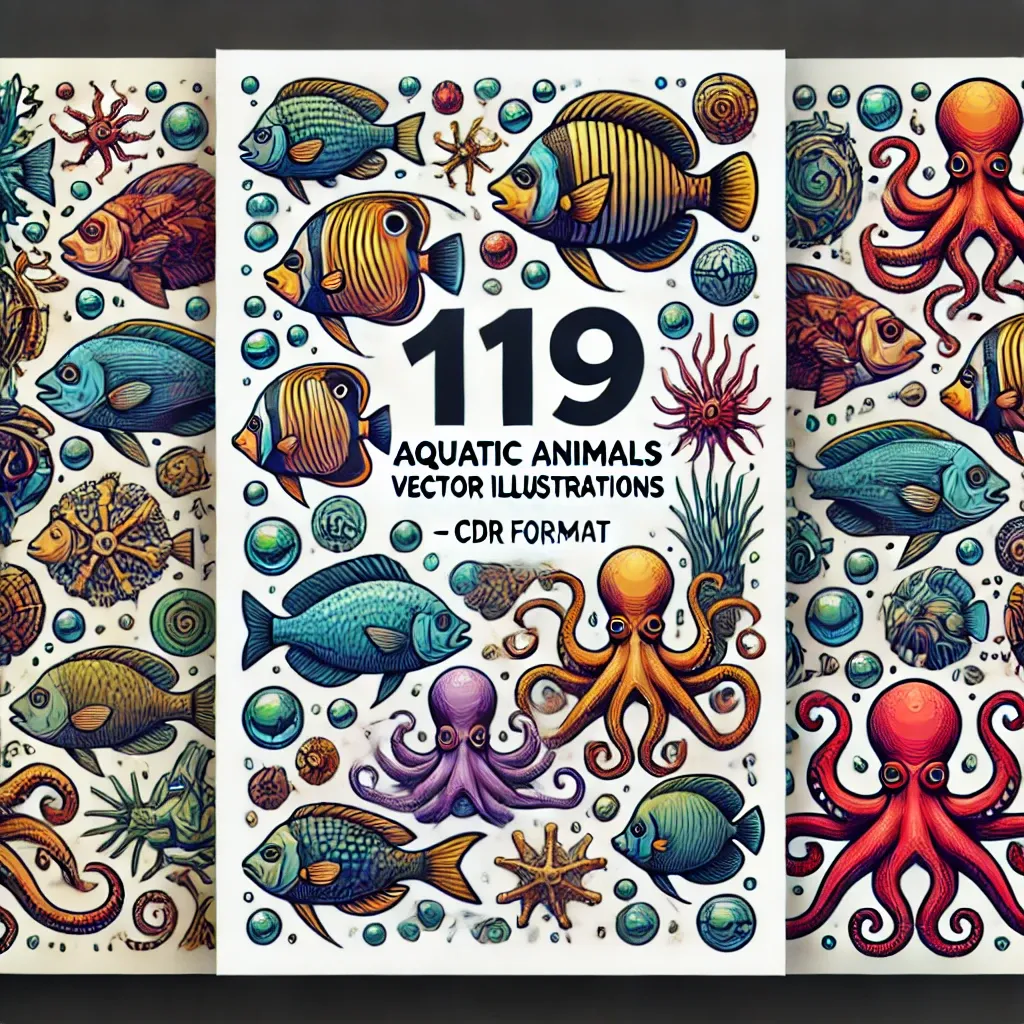 119 Aquatic Animals Vector Illustrations - Vibrant Wildlife Art for Designers and Creative Projects