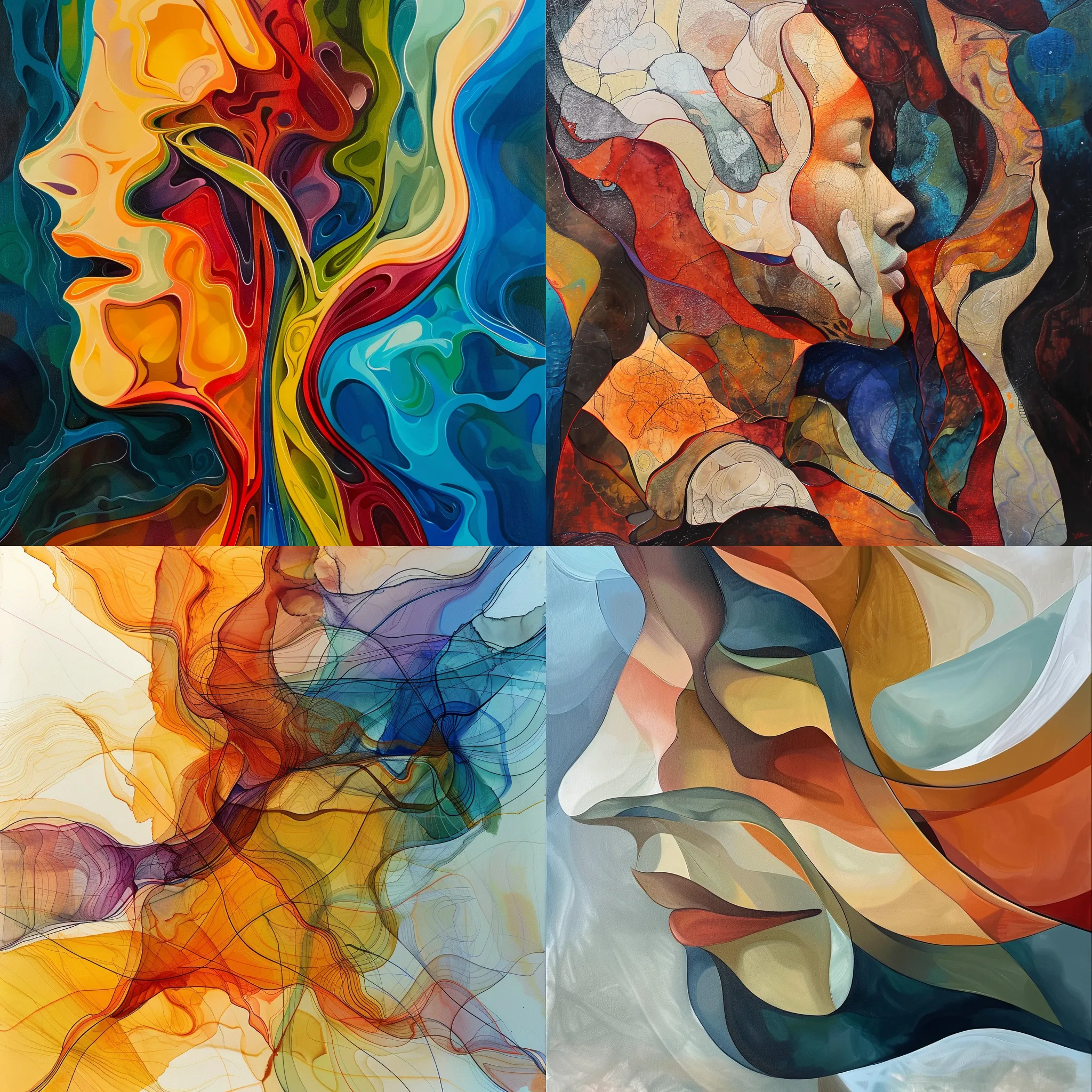 Abstract Human Anatomy - Fluid Line Art - Elegant Abstract Anatomy Illustrations for Creative and Educational Use 3