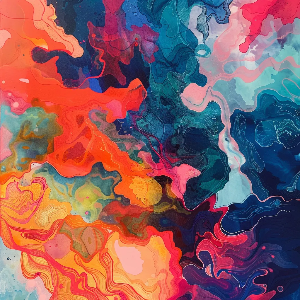 Abstract Coral Reefs - Bright Organic Shapes - Vibrant Abstract Art for Creative Prints and Digital Decor