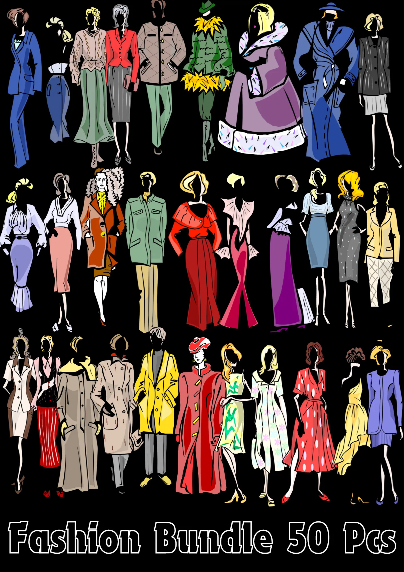 50 Couture Collective Ultimate Fashion Library - Premium Vector Set for Designers and Fashion Creatives 6