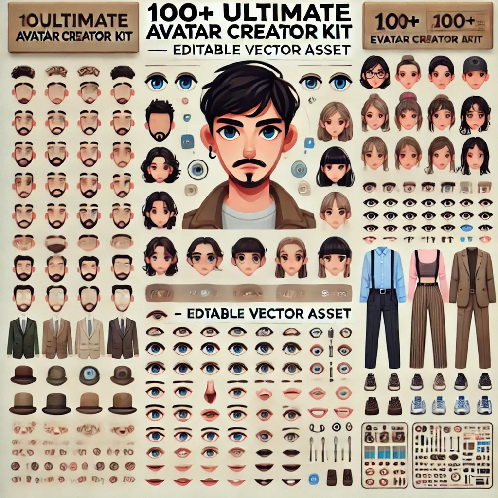 100+ Ultimate Avatar Creator Kit - Editable Vector Avatars for Designers and Content Creators 4