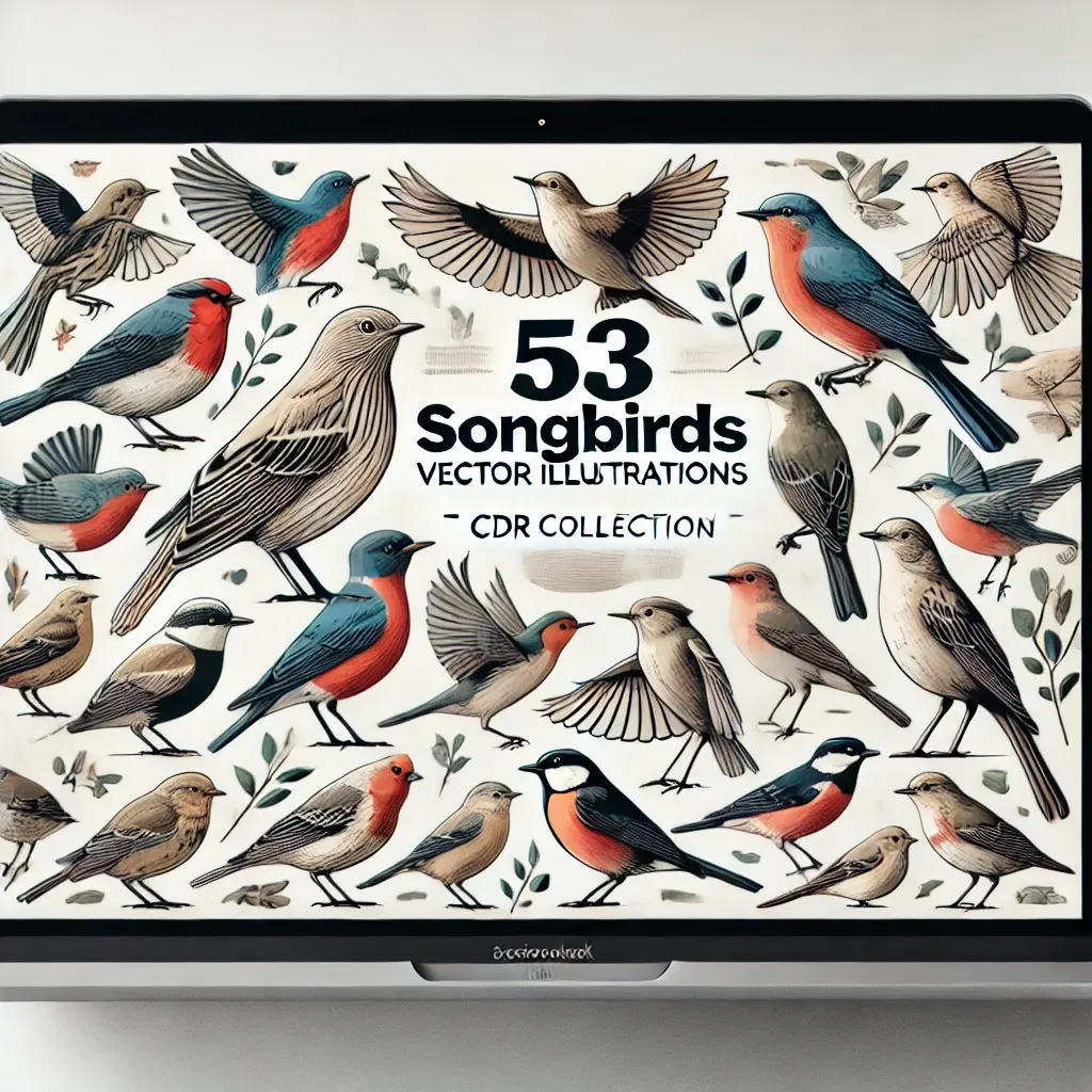 53 Songbirds Vector Illustrations - Artistic Wildlife Vectors for Designers and Creative Projects 3