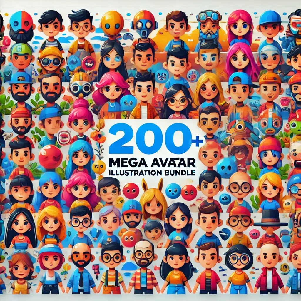 200+ Mega Avatar Illustration Bundle - Pixel-Perfect Digital Avatars for Creators and Brands 3