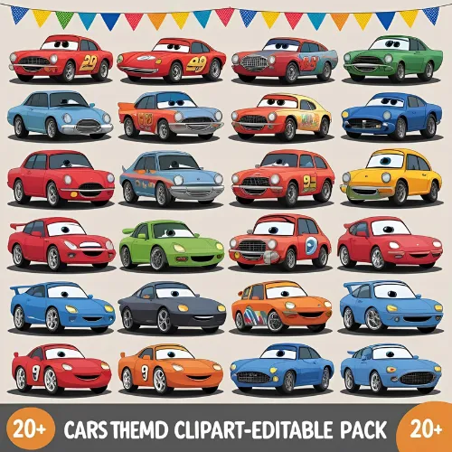 20+ Cars Themed Clipart Editable Pack - Versatile Travel & Transportation Graphics for Designers and Creators 5