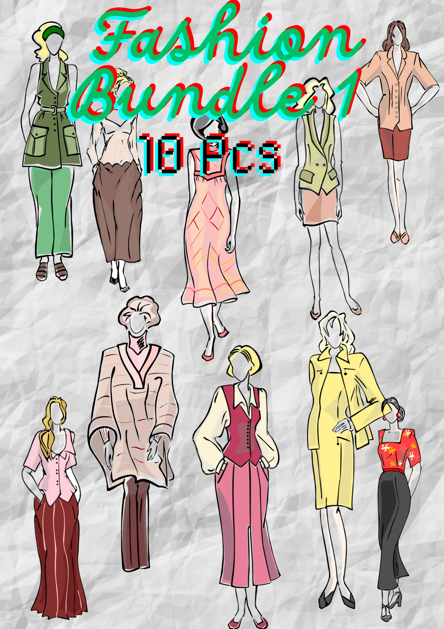 10 Runway Rebels Edgy Fashion Pack - Bold Vector Illustrations for Trendsetting Designers and Lifestyle Brands 6