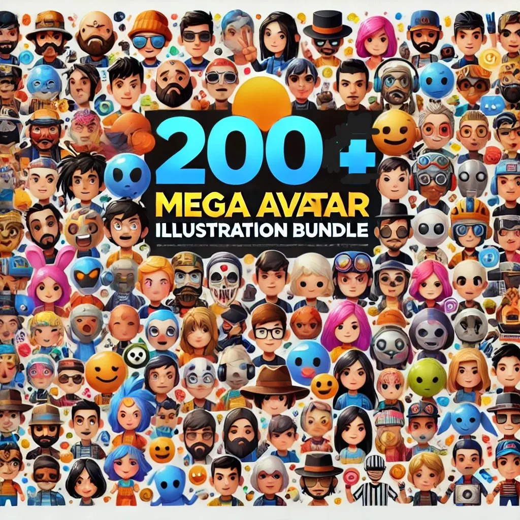 200+ Mega Avatar Illustration Bundle - Pixel-Perfect Digital Avatars for Creators and Brands
