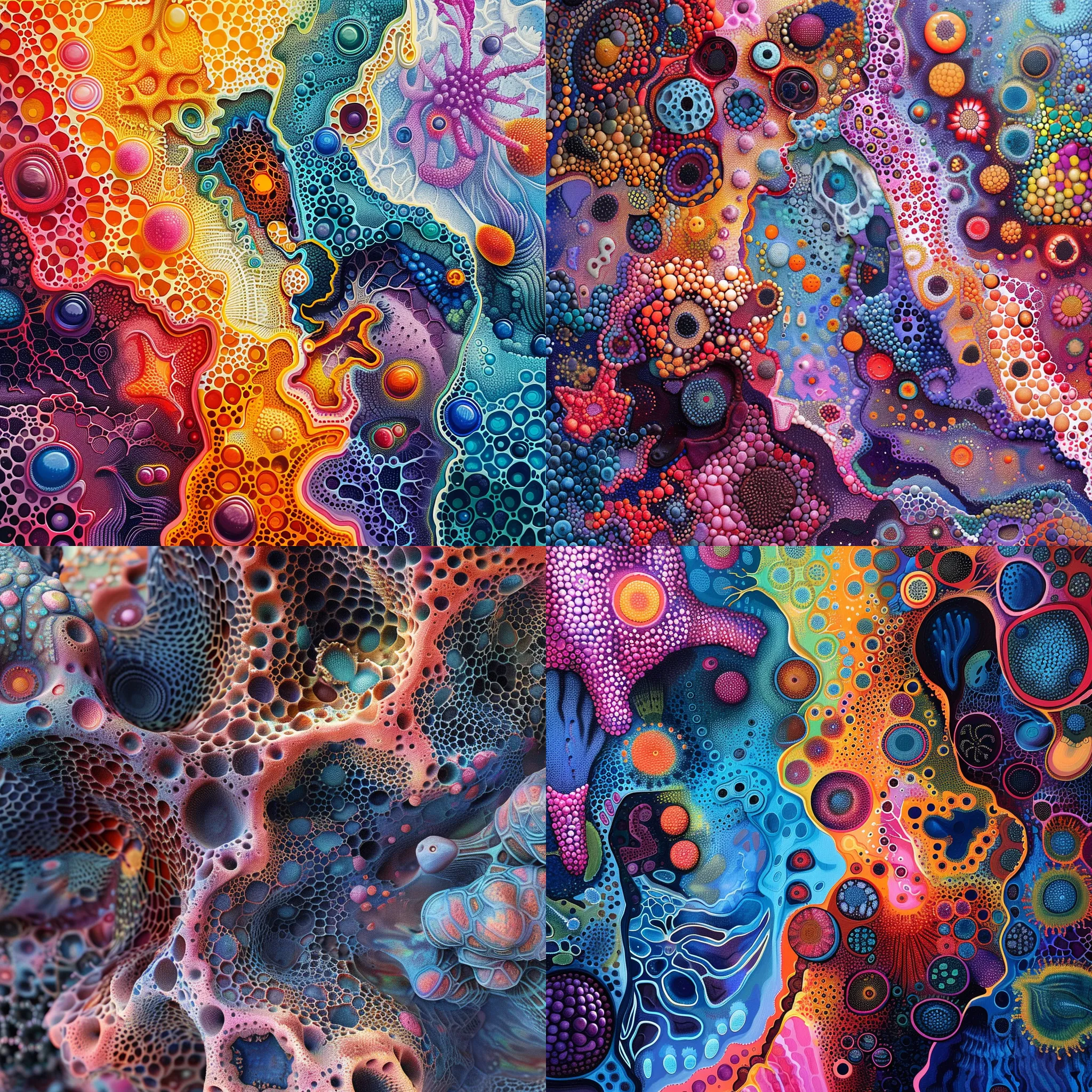 Abstract Cellular Structures - Vibrant Microcosm - Dynamic Abstract Art for Creative Spaces and Visual Storytelling 5