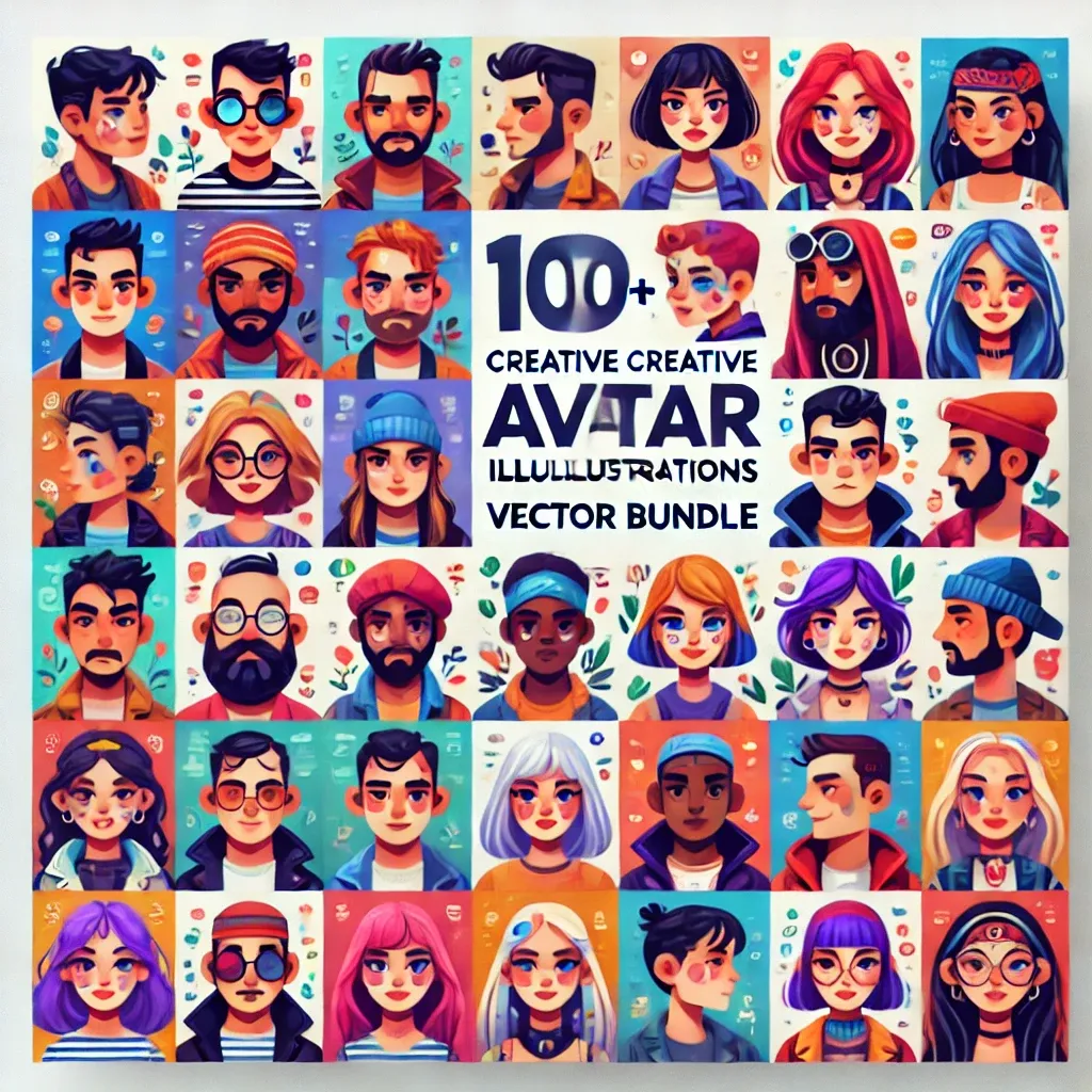 100+ Creative Avatar Illustrations Vector Bundle - Versatile Pixel-Style Characters for Designers and Content Creators