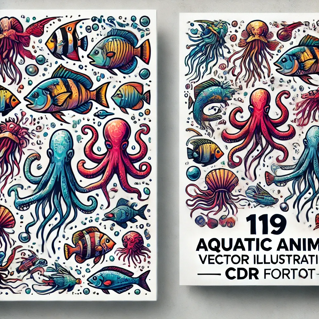 119 Aquatic Animals Vector Illustrations - Vibrant Wildlife Art for Designers and Creative Projects 3