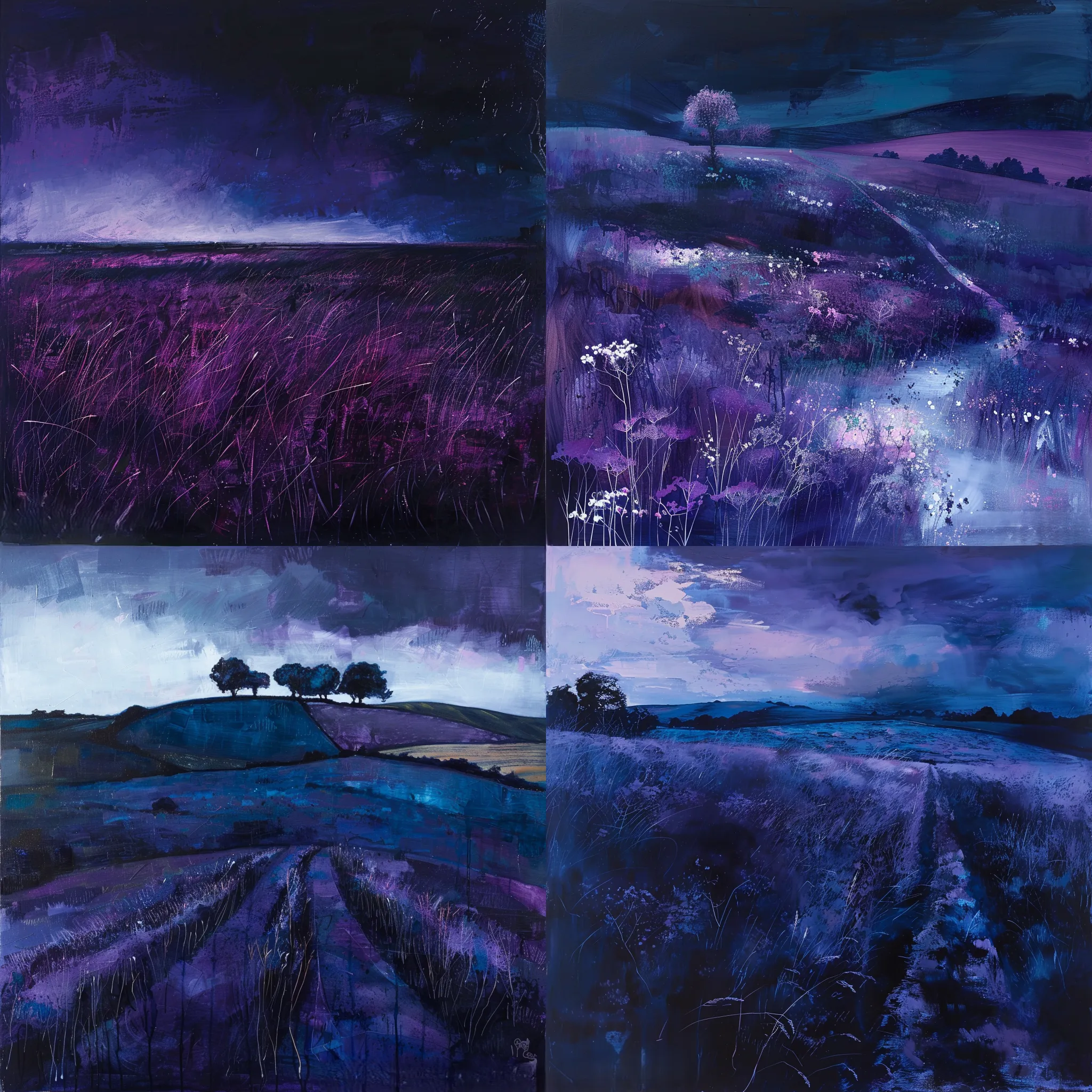 Dark Purple Navy Moody Color Field - Abstract Color Field Painting for Artistic Expression and Contemporary Decor