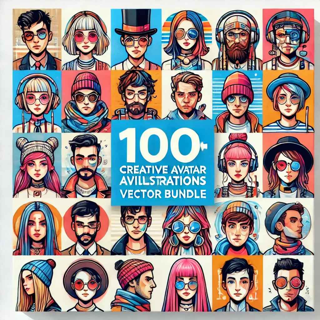100+ Creative Avatar Illustrations Vector Bundle - Versatile Pixel-Style Characters for Designers and Content Creators 4