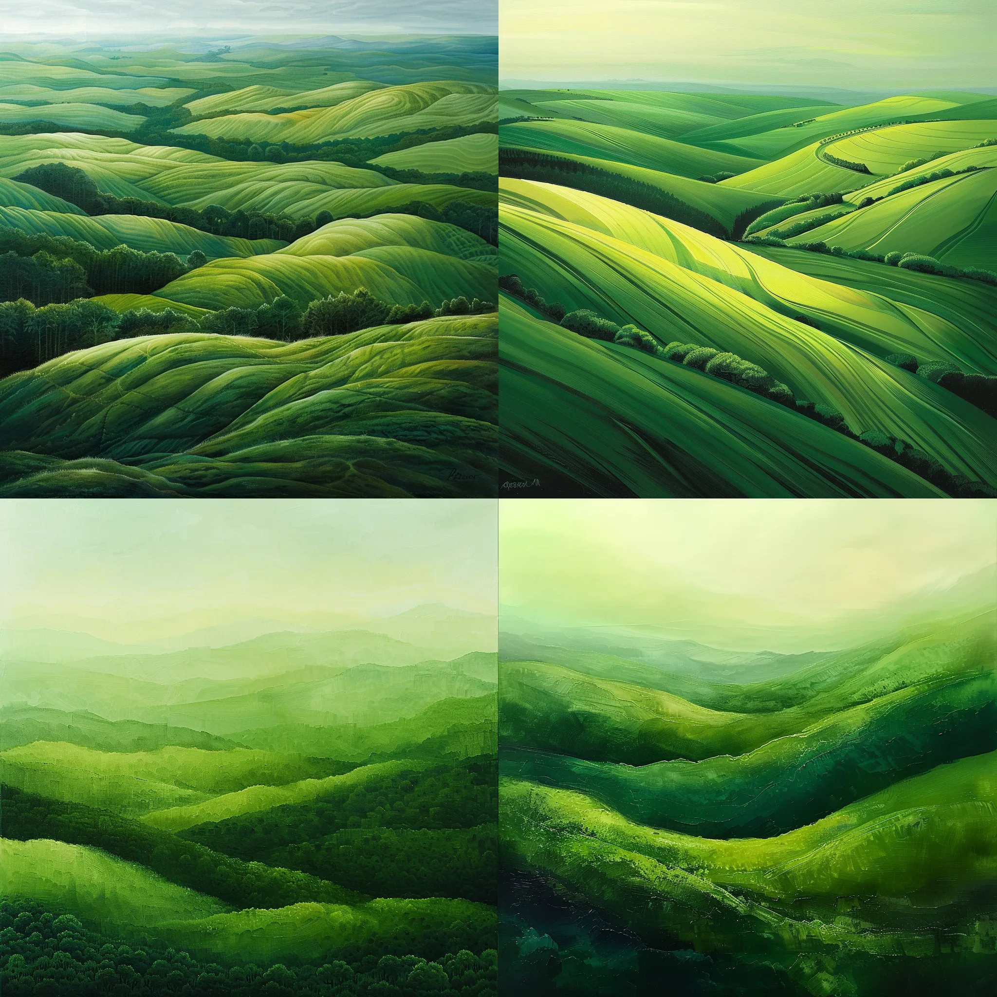 Forest Green Gradient Color Field - Serene Abstract Color Field Painting for Creative Spaces and Visual Art Projects