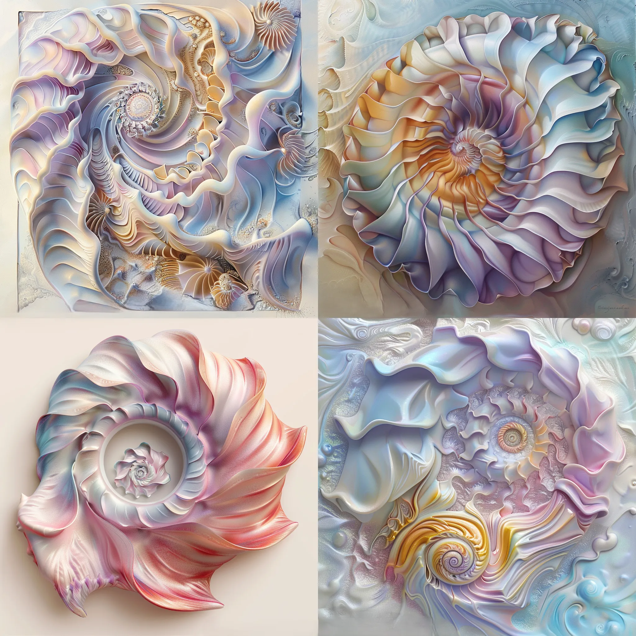 Abstract Seashells - Spiral Organic Curves - Serene Abstract Art for Creative Spaces and Visual Inspiration 4