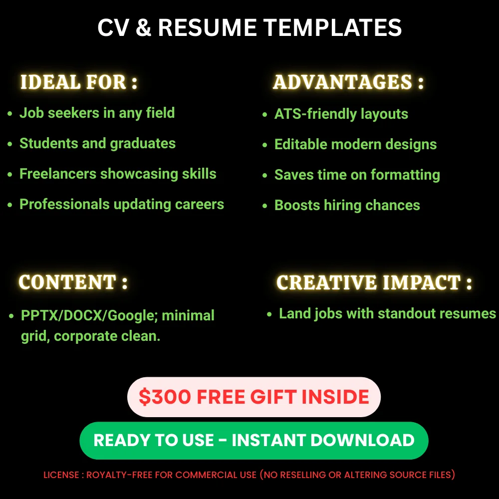 4 ColorBlock CV Resume Editable Templates - Modern Professional ...