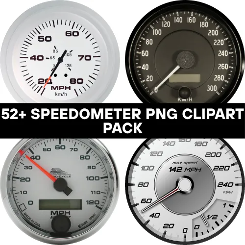 52 Speedometer PNG Clipart Pack - Vibrant Travel & Transportation Icons for Designers and Marketers 6
