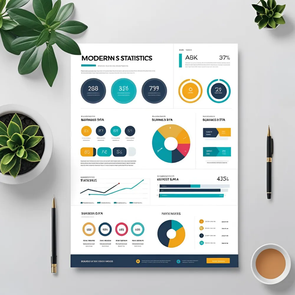 Statistics Flyer Template - A4 & Letter Data & Report Design - Multipurpose Promo Kit for Professional Marketing & Commercial Use