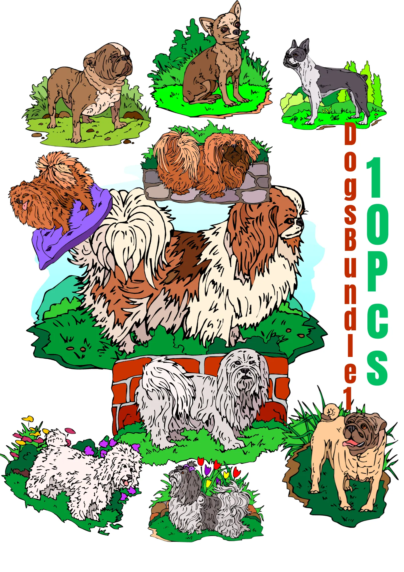 10 Adorable Dogs Canine Clipart Collection Vol1 - Charming Vector Clipart for Designers and Pet Lovers