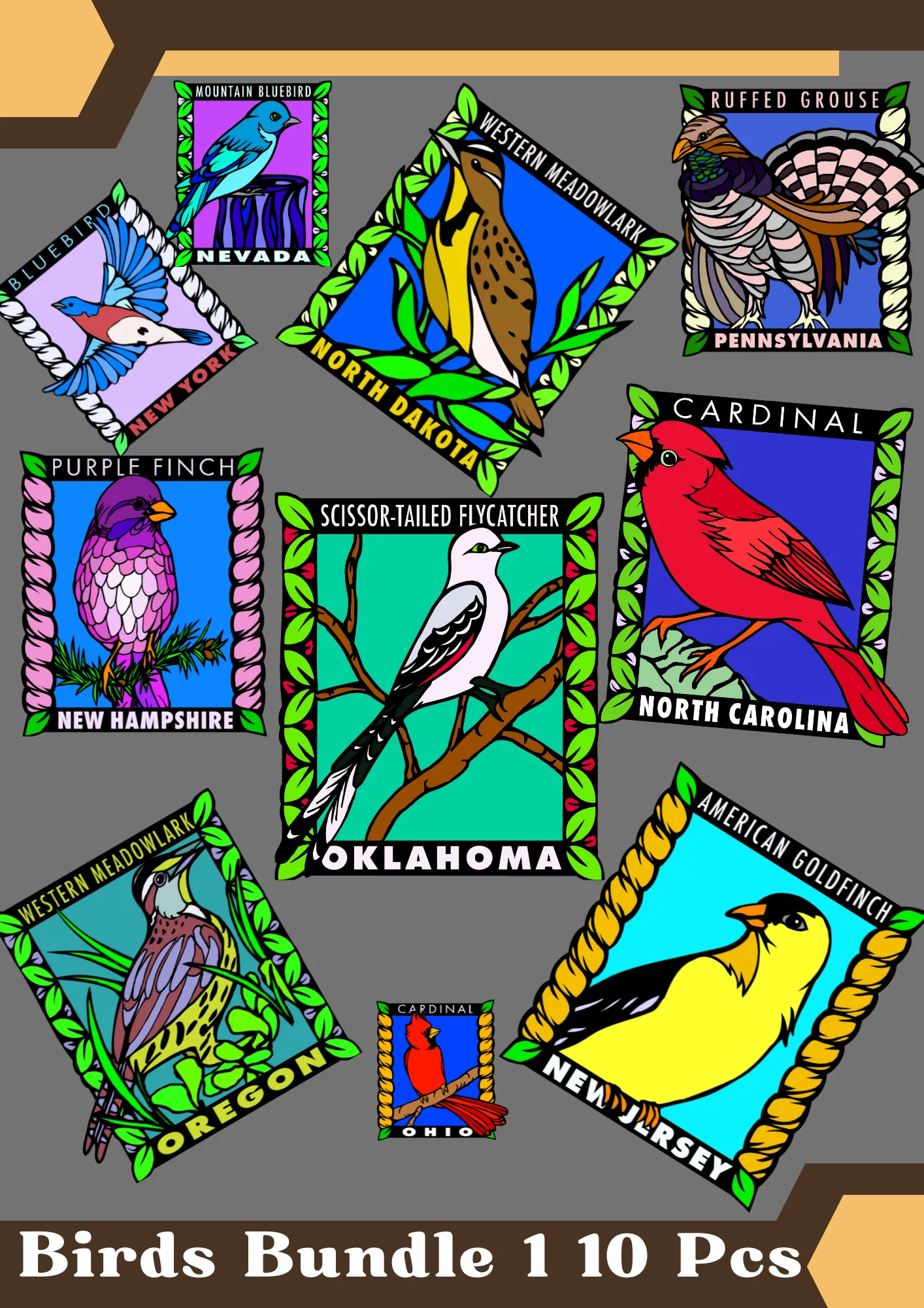 10 Whimsical Birds Avian Clipart Bundle Vol1 - Playful Vector Illustrations for Creative Wildlife and Nature Projects 6