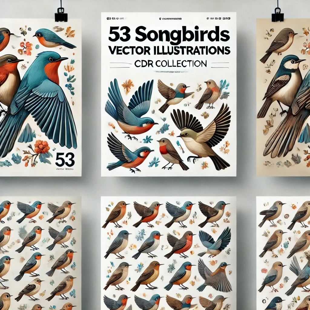53 Songbirds Vector Illustrations - Artistic Wildlife Vectors for Designers and Creative Projects 4