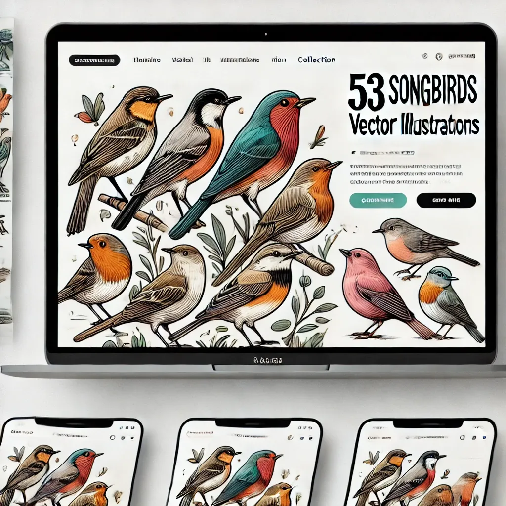 53 Songbirds Vector Illustrations - Artistic Wildlife Vectors for Designers and Creative Projects