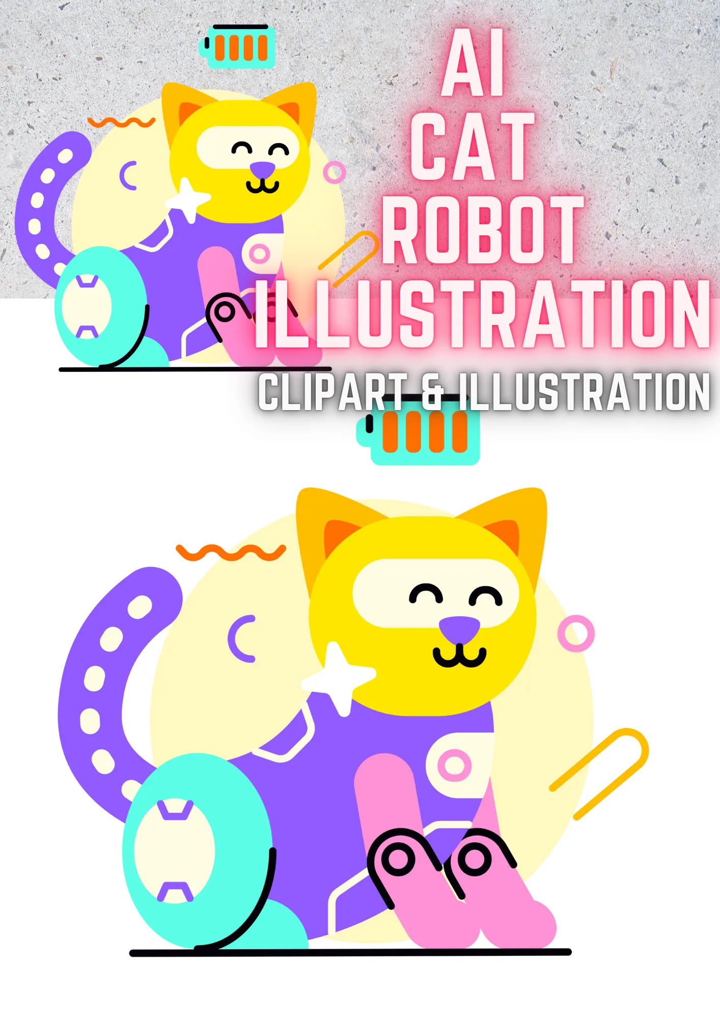 AI Cyber Cat Futuristic Robot Vector Clipart - Sleek Sci-Fi Animal Illustration for Designers and Creators
