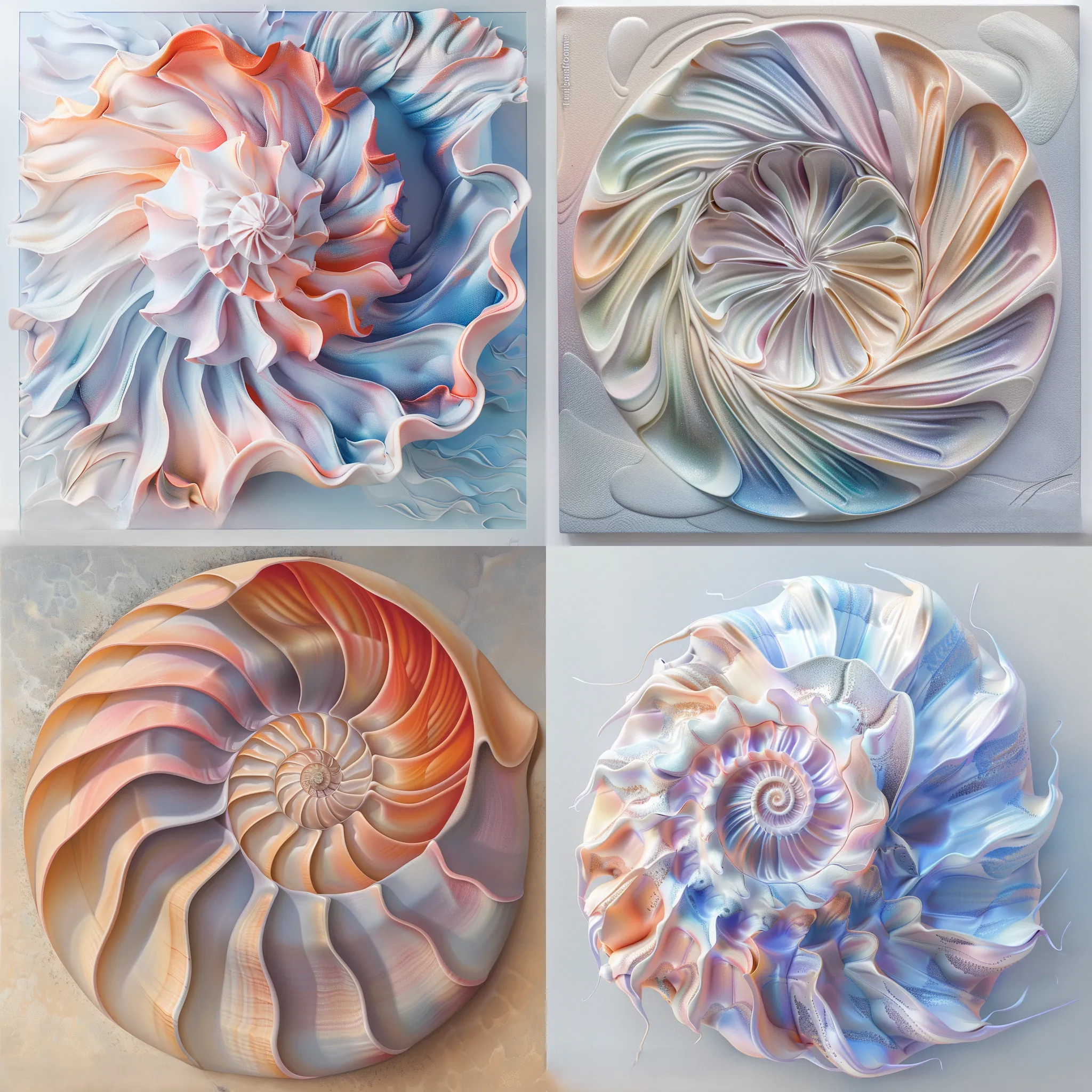 Abstract Seashells - Spiral Organic Curves - Serene Abstract Art for Creative Spaces and Visual Inspiration 3
