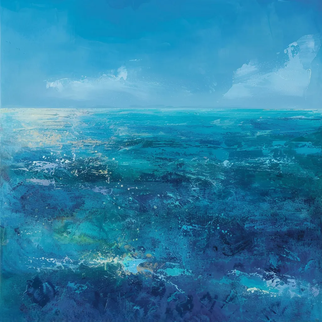 Deep Blue Turquoise Color Field - Immersive Abstract Color Field Painting for Contemporary Art Lovers