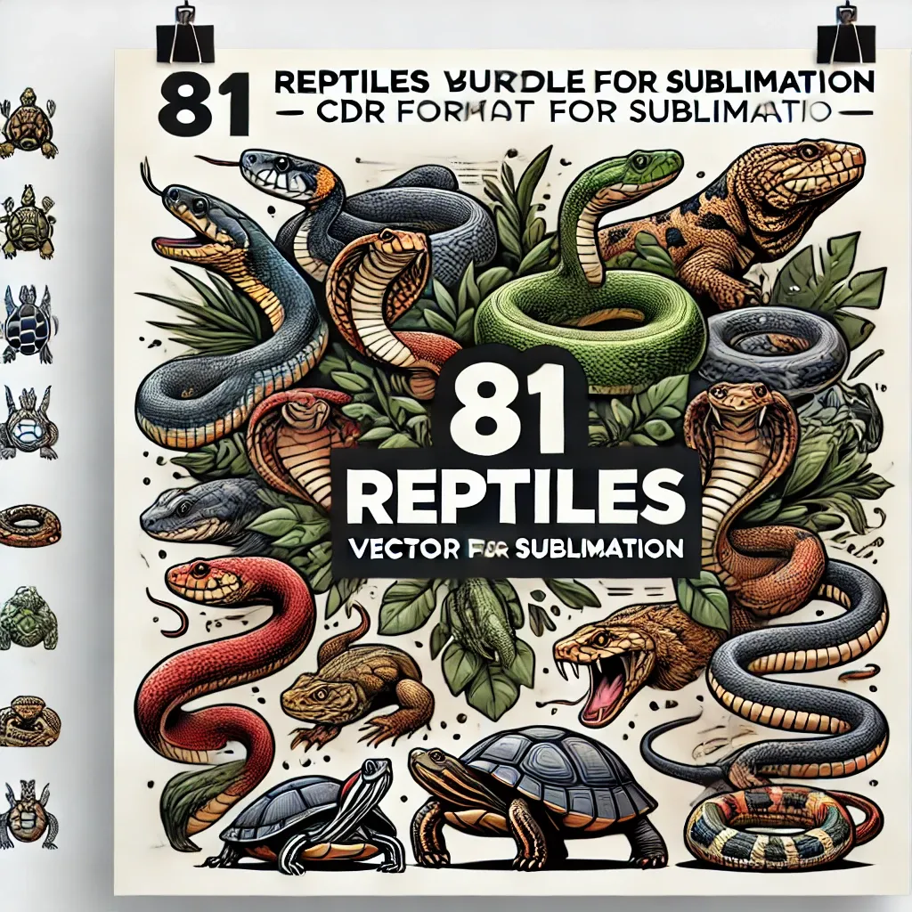 81 Reptiles Vector Bundle - Detailed Sublimation-Ready Animal Illustrations for Designers and Crafters 4