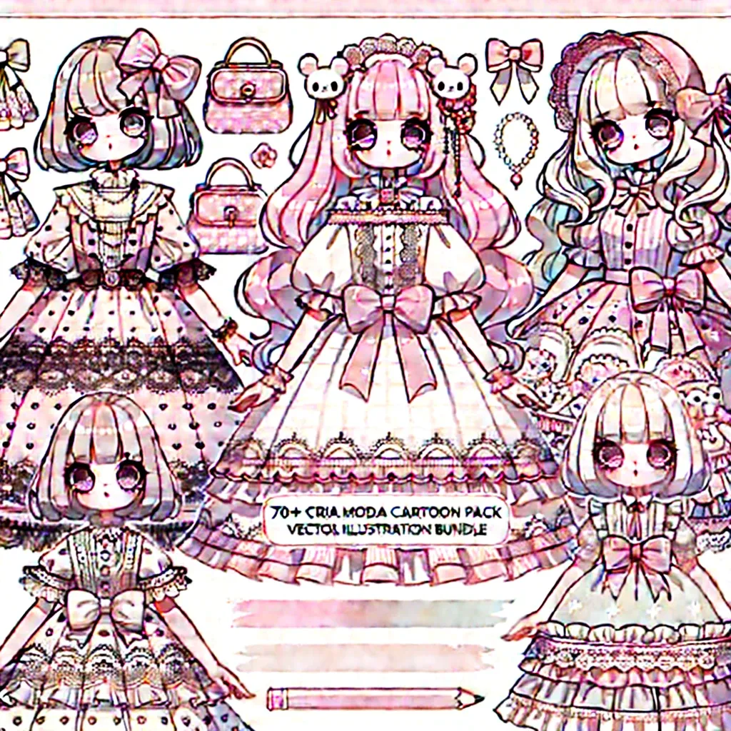 70+ CriaModa Lolita Cartoon Pack - Vector Illustration Bundle - Stylish Fashion & Lifestyle Vector Graphics for Designers and Creators