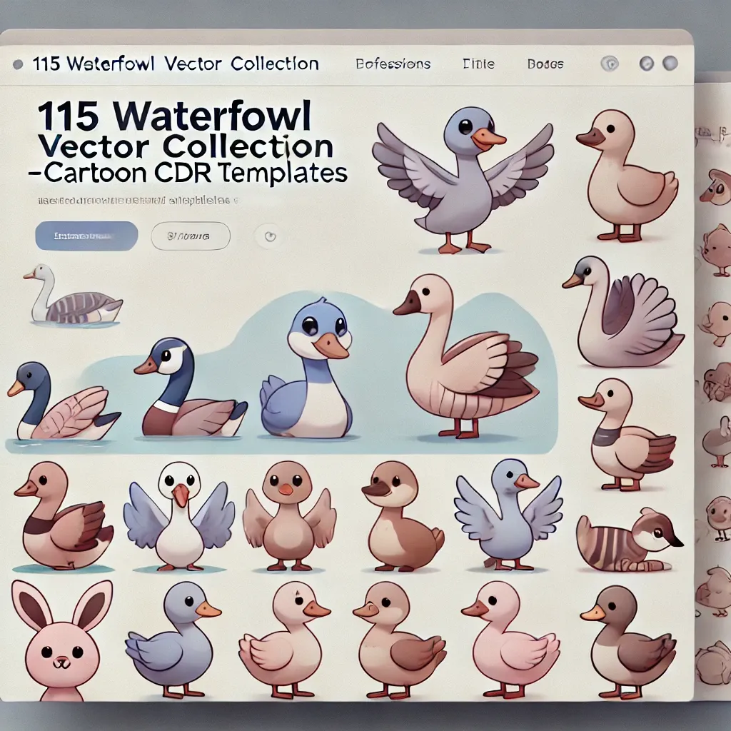 115 Waterfowl Vector Collection - Playful Cartoon Waterfowl Illustrations for Designers and Creators 4
