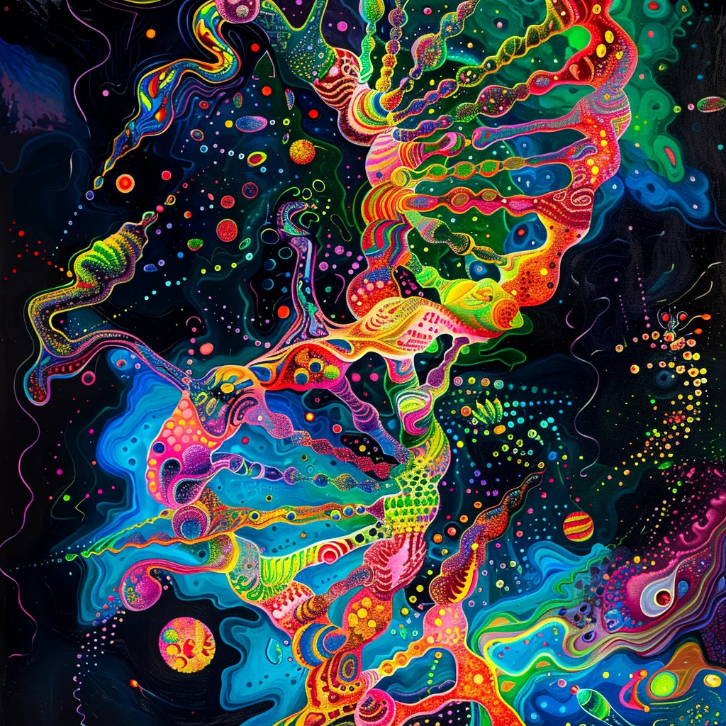 Abstract DNA Helix - Neon Intertwined Forms - Vibrant Abstract Art for Modern Creative Spaces and Digital Projects 6