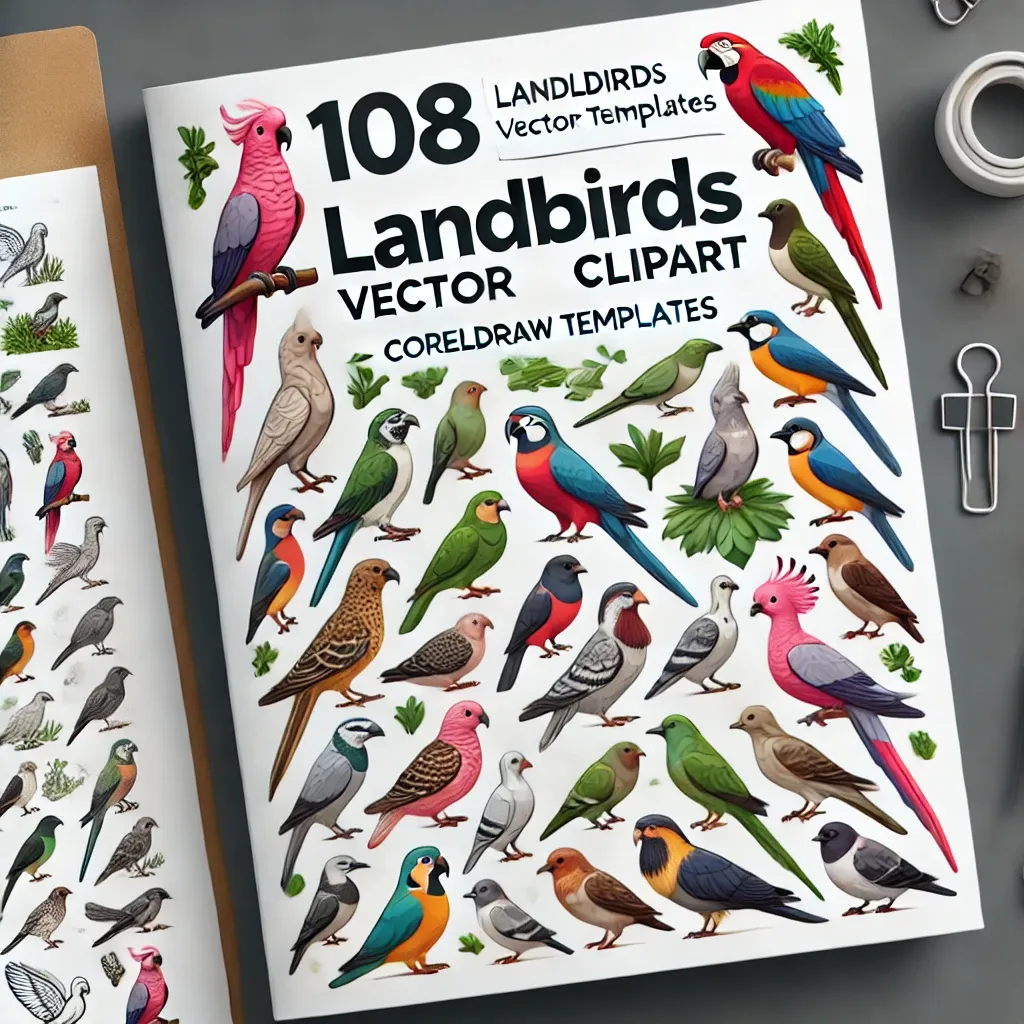 108 Landbirds Vector Clipart - CorelDRAW Templates - Detailed Wildlife Illustrations for Designers and Creative Projects 3